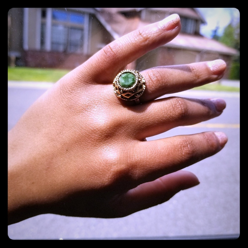 Antiqued 10K GF Emerald Ring. Vintage.